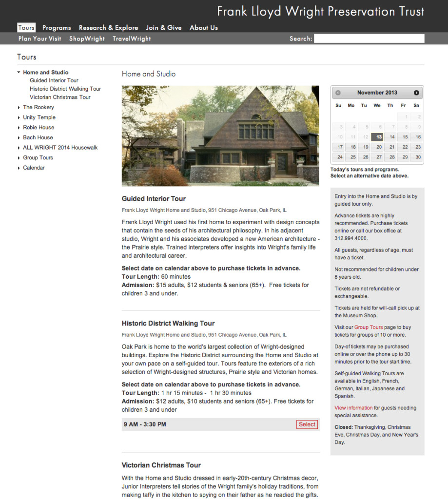 Frank Lloyd Wright Trust Website